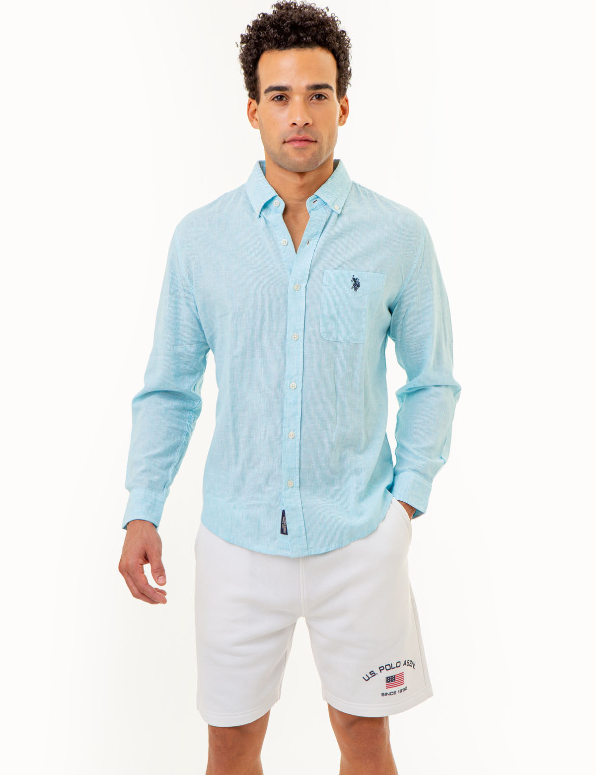 Linen Striped Shirt with Long Sleeves | Yarn Dye