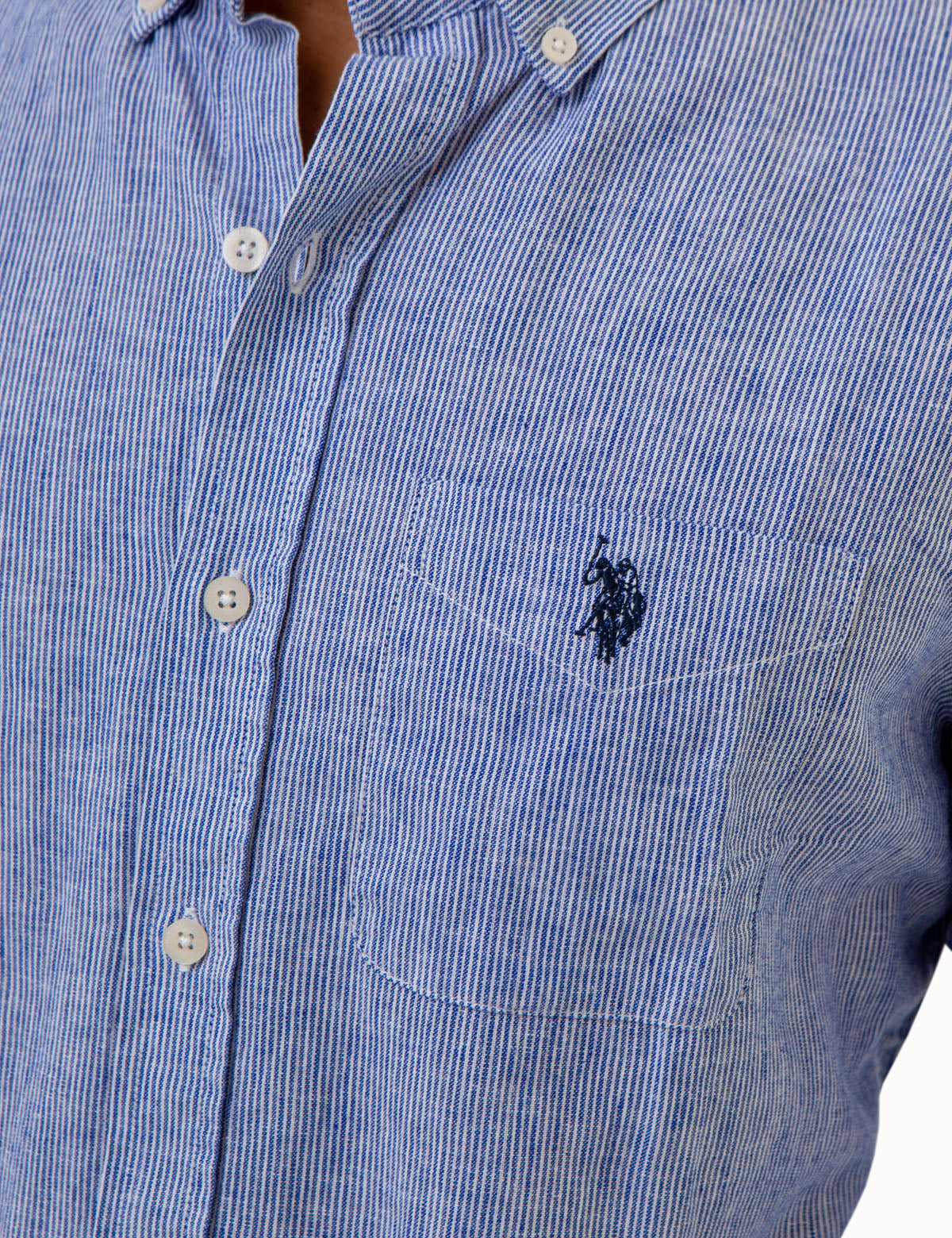 Linen Striped Shirt with Long Sleeves | Yarn Dye