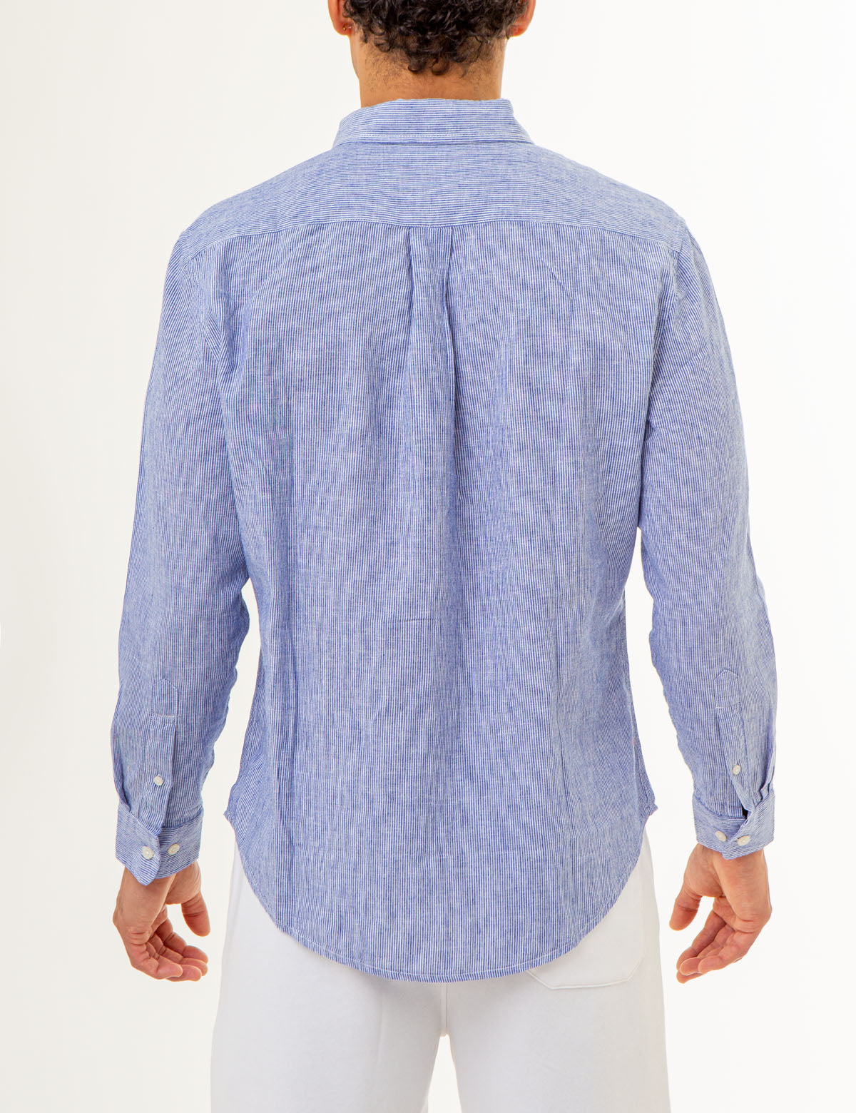 Linen Striped Shirt with Long Sleeves | Yarn Dye