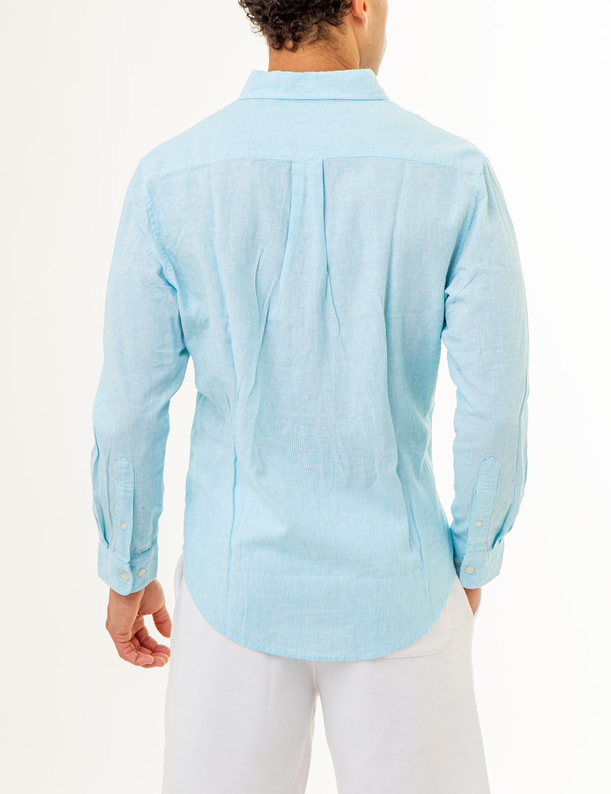 Linen Striped Shirt with Long Sleeves | Yarn Dye