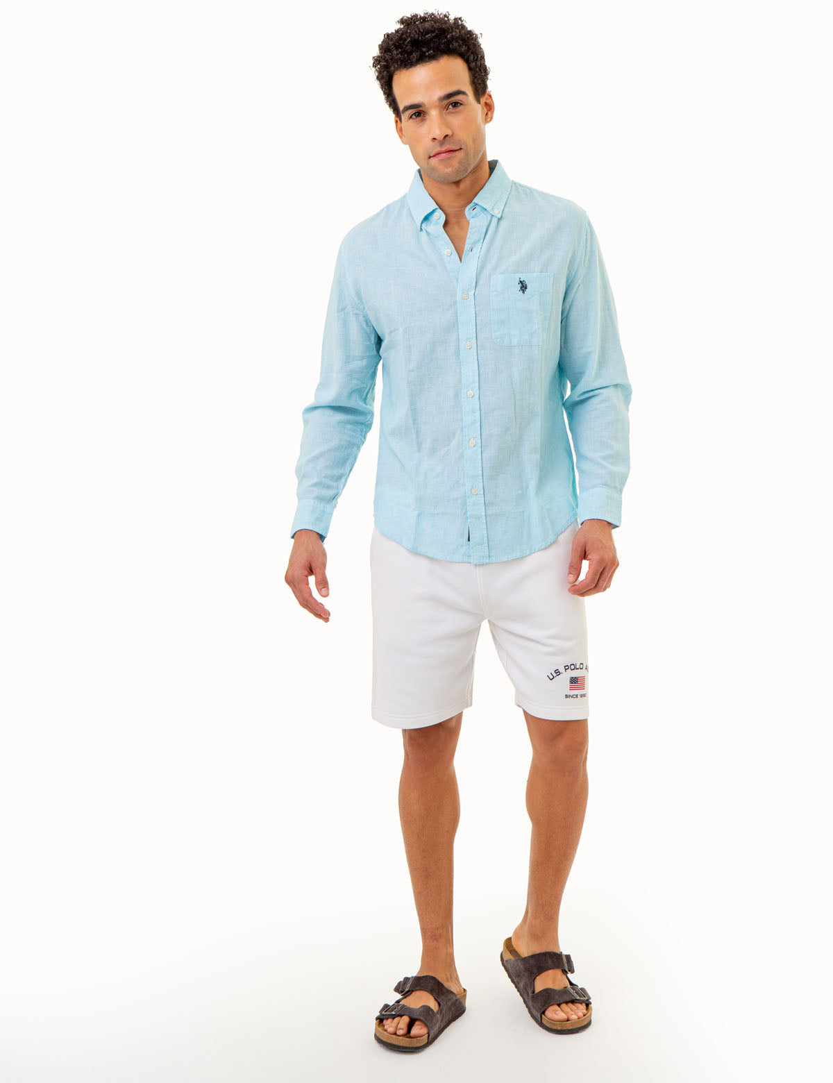 Linen Striped Shirt with Long Sleeves | Yarn Dye