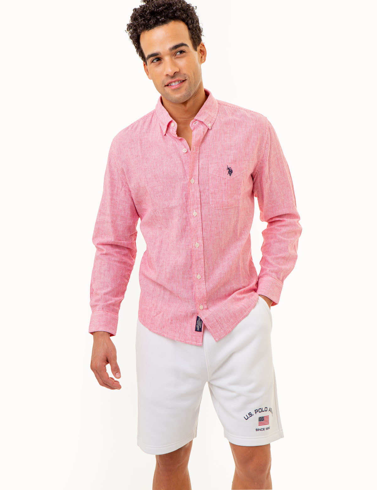 Linen Striped Shirt with Long Sleeves | Yarn Dye