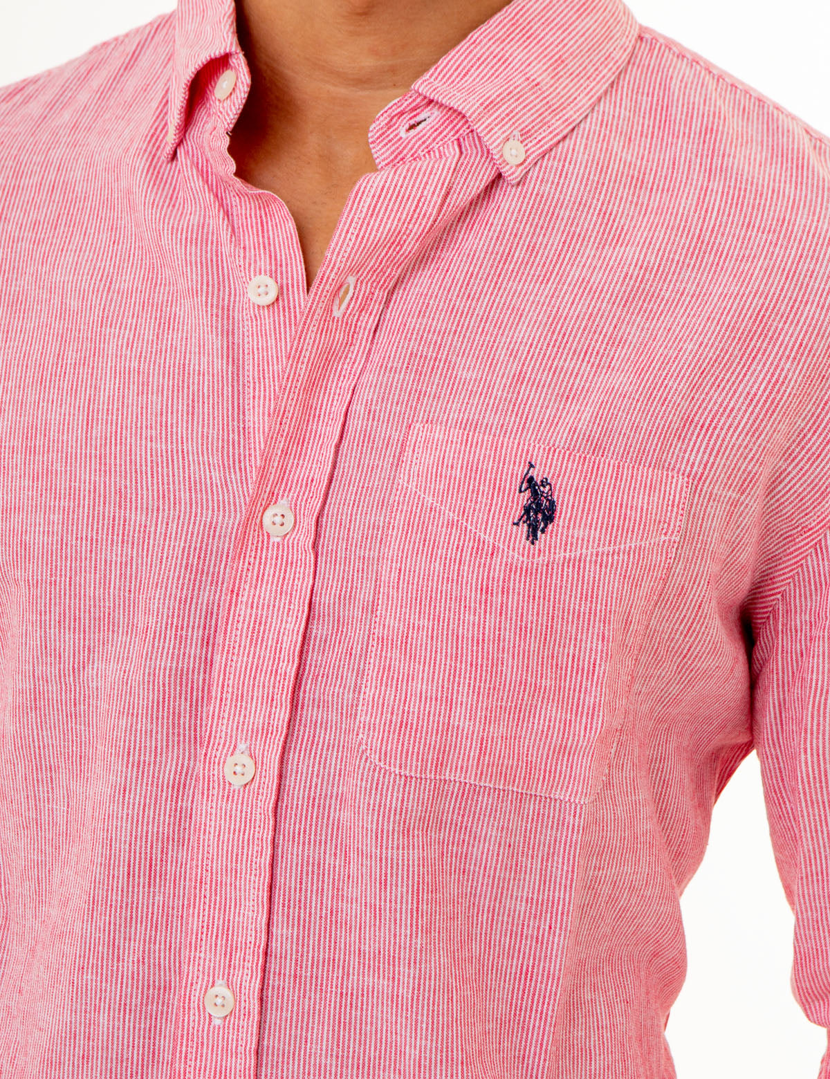 Linen Striped Shirt with Long Sleeves | Yarn Dye