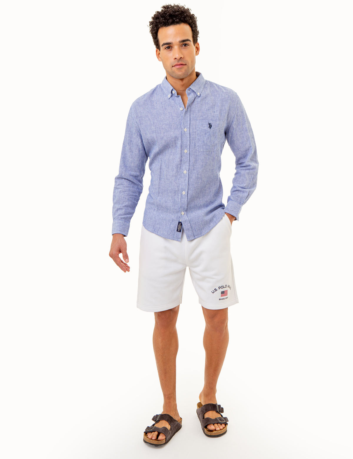 Linen Striped Shirt with Long Sleeves | Yarn Dye
