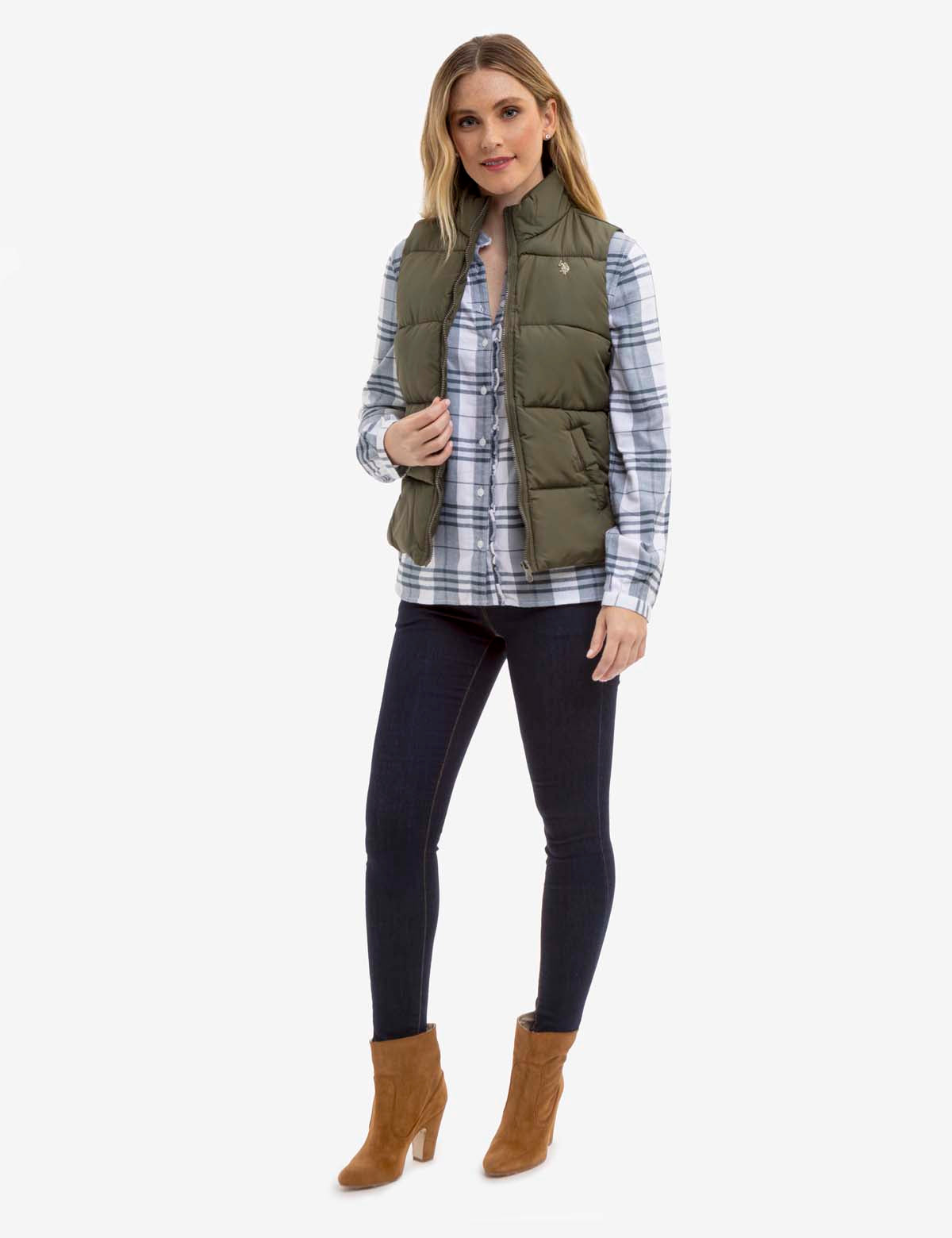 Long Sleeve Ruffle Plaid Blouse | Casual Women's Top