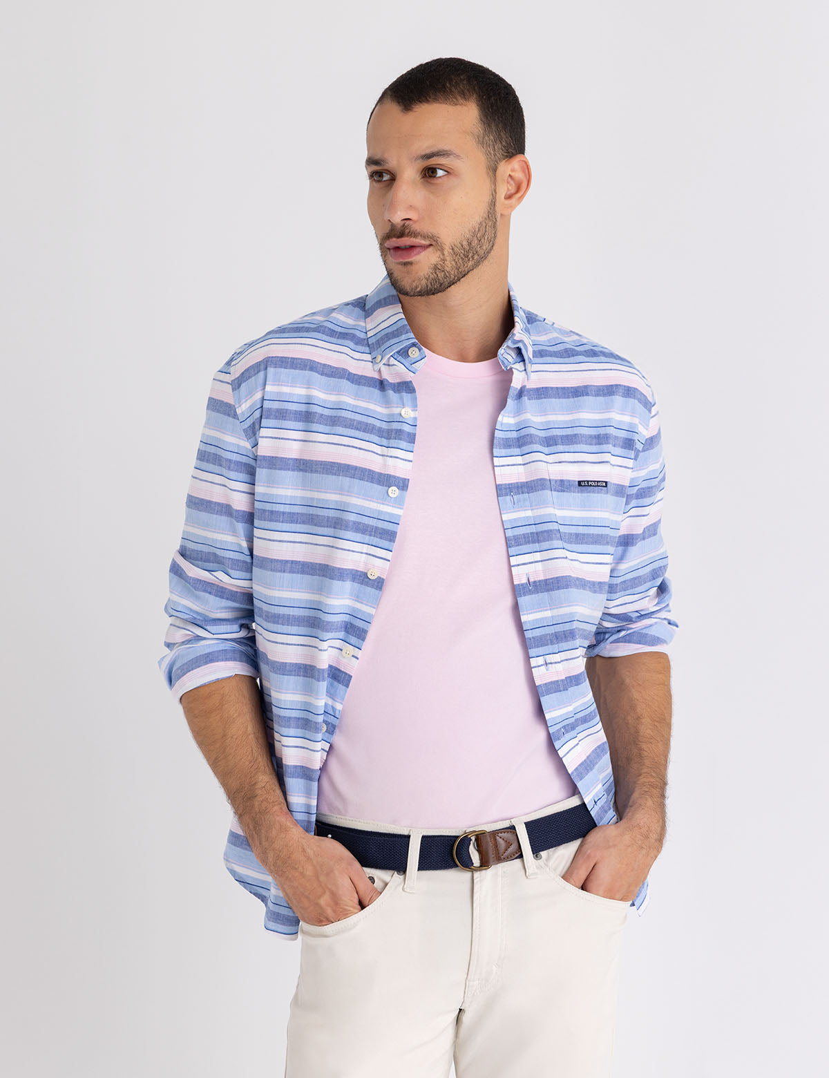Long Sleeve Slub Poplin Dobby Shirt for Men | Casual Wear