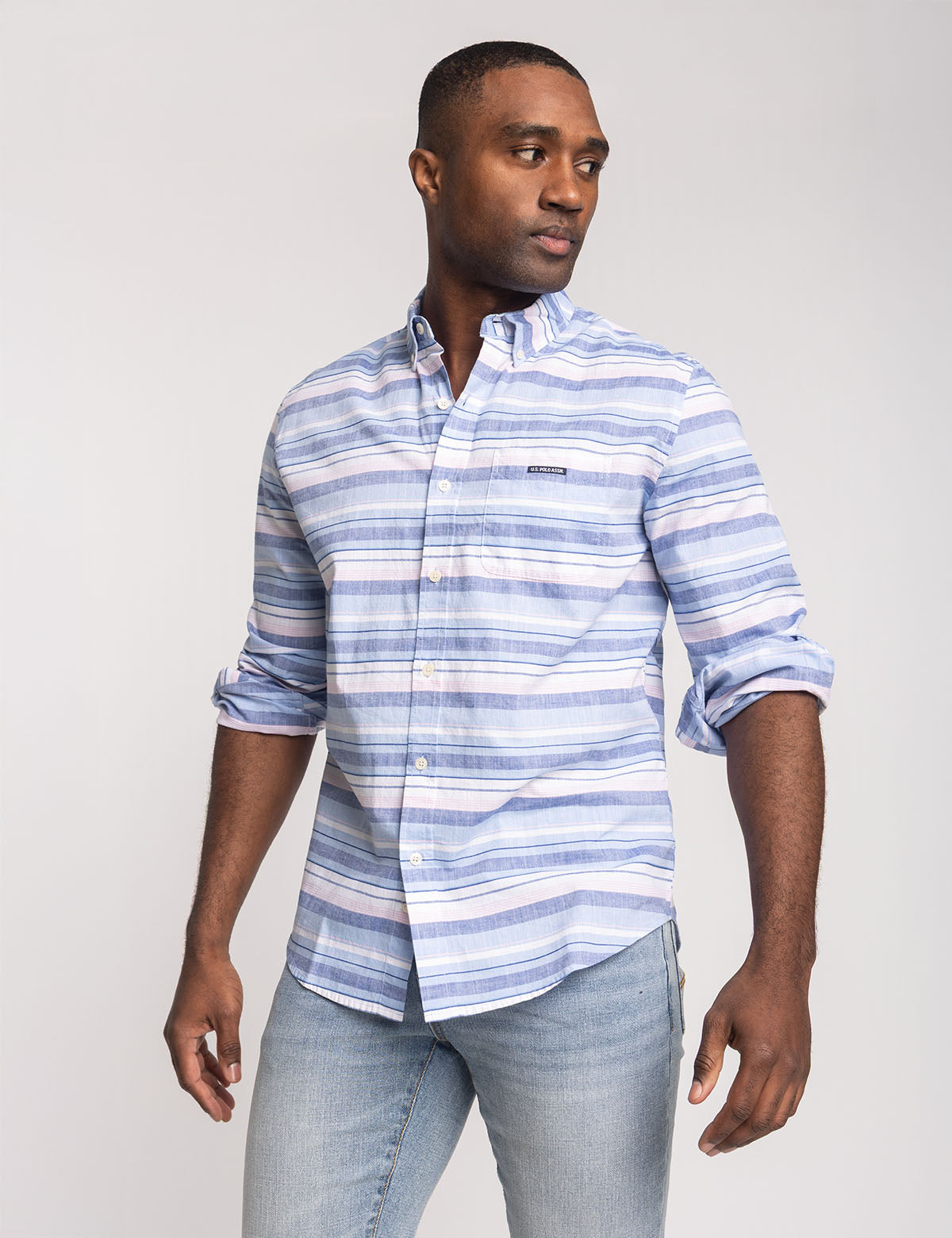 Long Sleeve Slub Poplin Dobby Shirt for Men | Casual Wear
