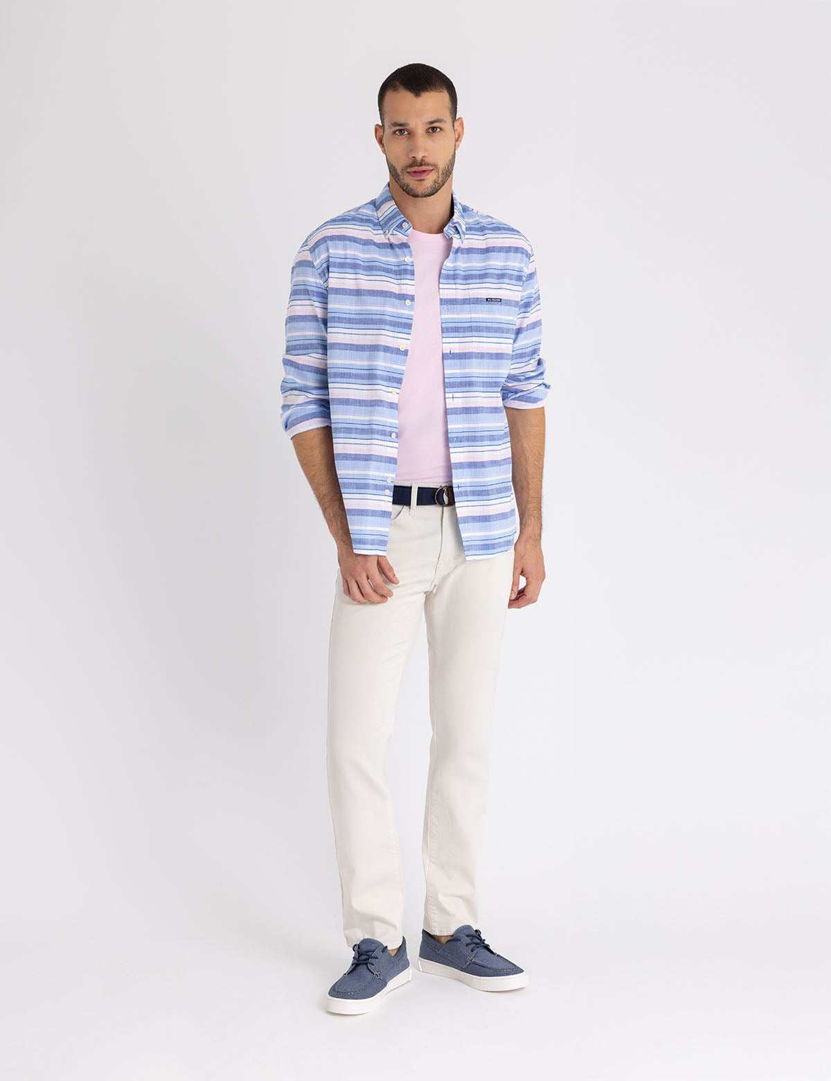 Long Sleeve Slub Poplin Dobby Shirt for Men | Casual Wear