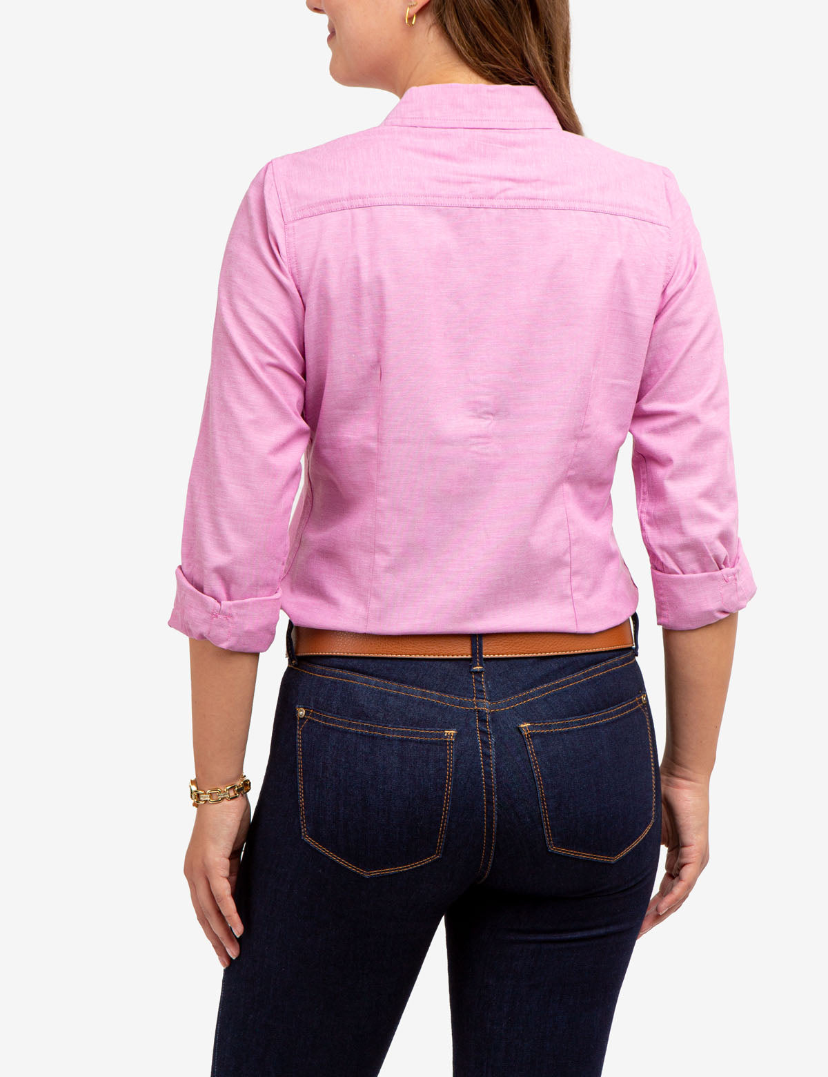 Men's Stretch Oxford Shirt - Classic Fit with Button Cuffs | Solid Long Sleeve