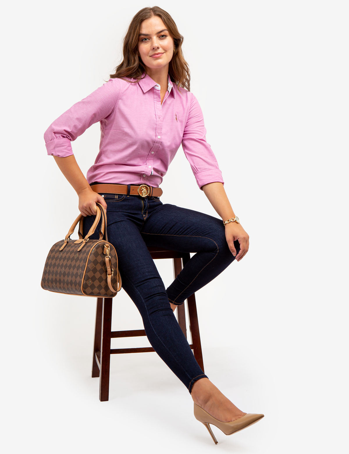 Men's Stretch Oxford Shirt - Classic Fit with Button Cuffs | Solid Long Sleeve