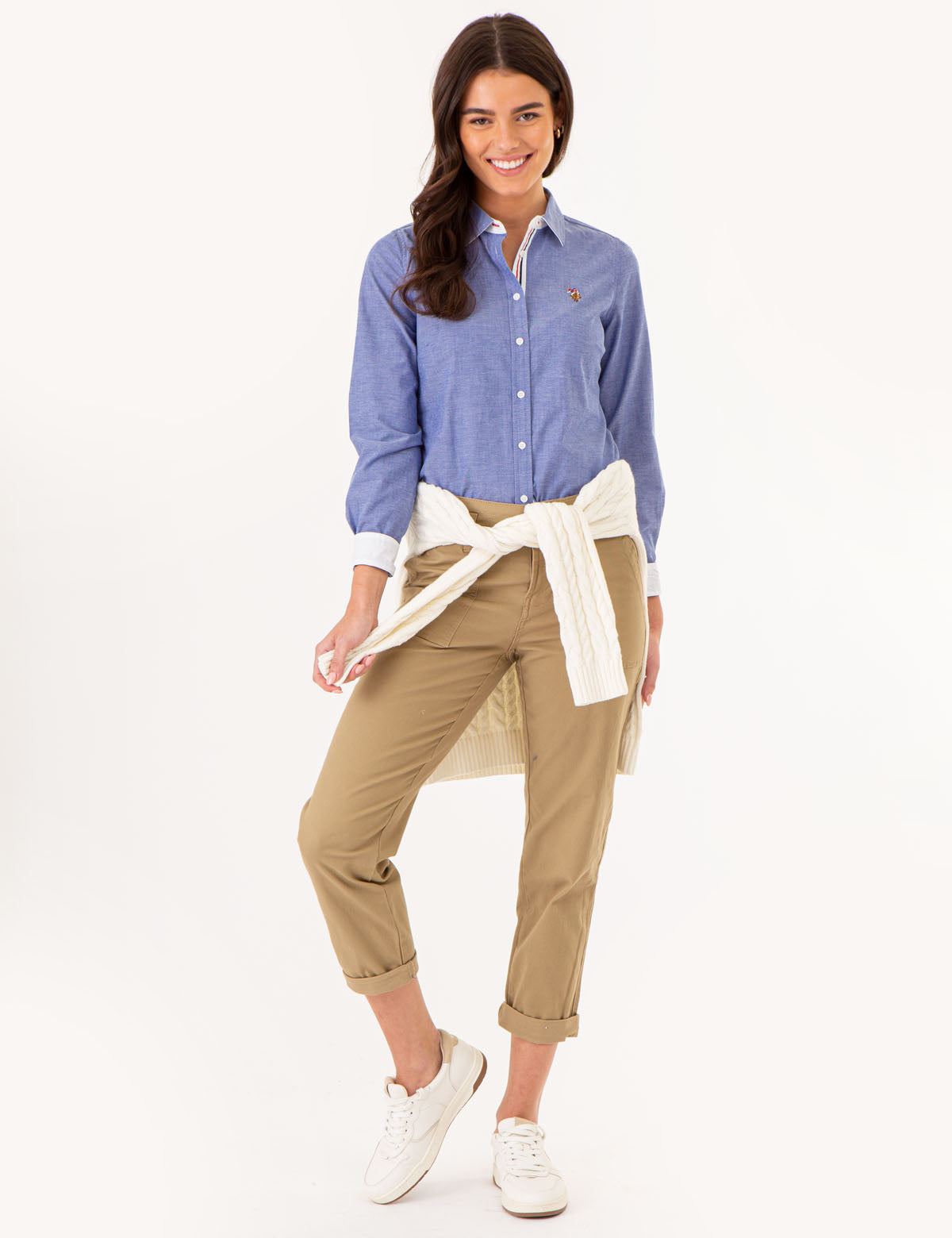 Men's Stretch Oxford Shirt - Classic Fit with Button Cuffs | Solid Long Sleeve