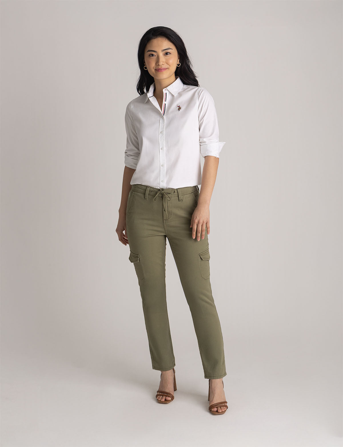 Men's Stretch Oxford Shirt - Classic Fit with Button Cuffs | Solid Long Sleeve