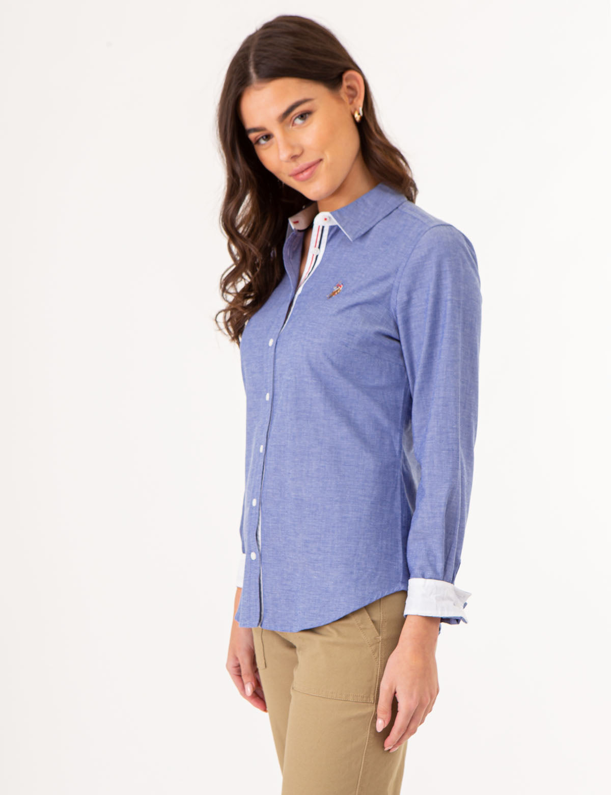 Men's Stretch Oxford Shirt - Classic Fit with Button Cuffs | Solid Long Sleeve