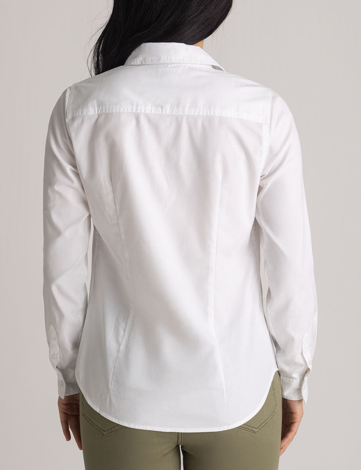 Men's Stretch Oxford Shirt - Classic Fit with Button Cuffs | Solid Long Sleeve
