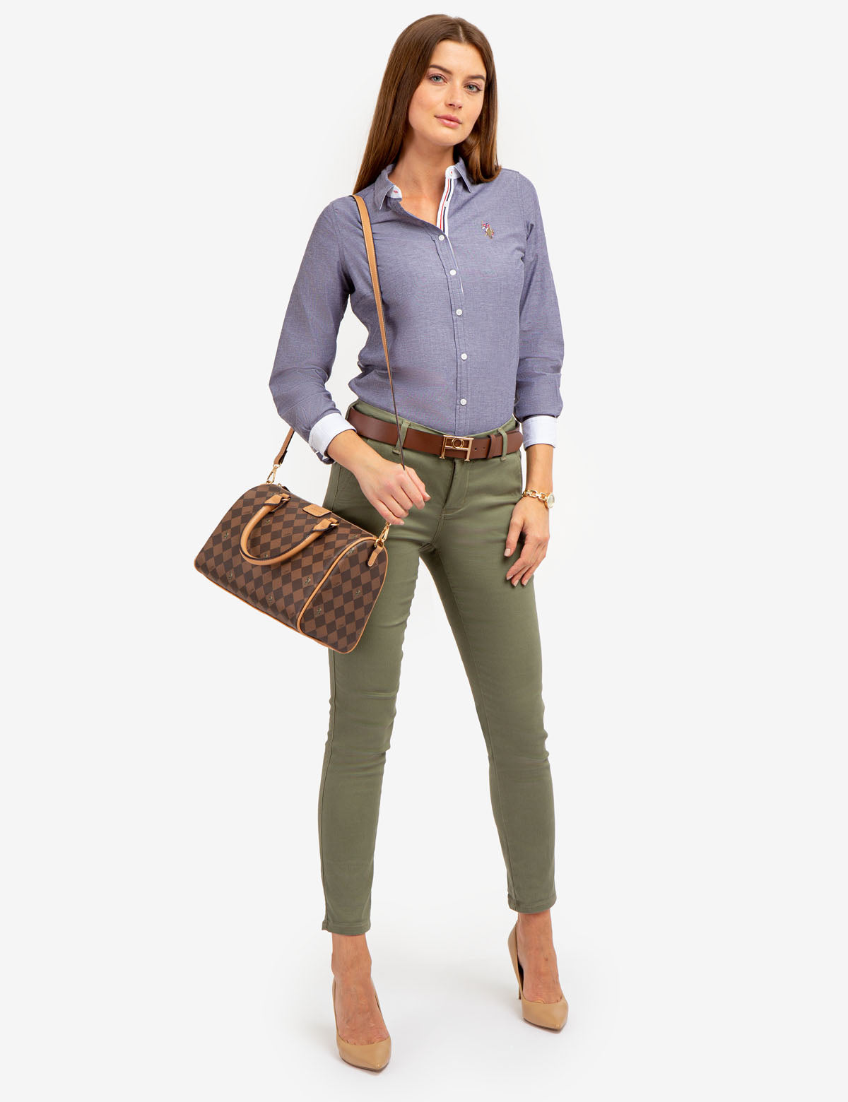 Men's Stretch Oxford Shirt - Classic Fit with Button Cuffs | Solid Long Sleeve