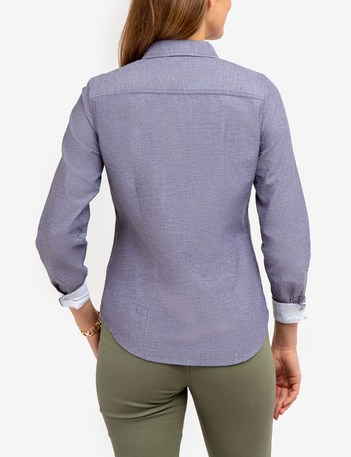 Men's Stretch Oxford Shirt - Classic Fit with Button Cuffs | Solid Long Sleeve