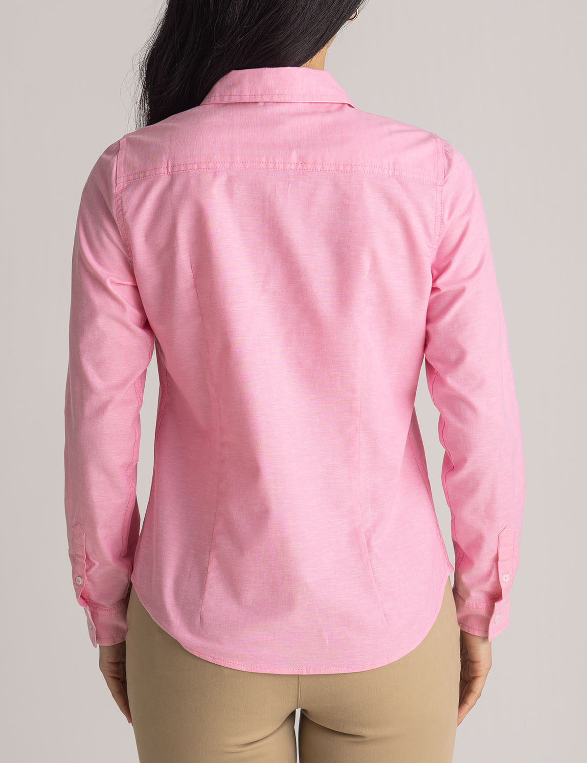Men's Stretch Oxford Shirt - Classic Fit with Button Cuffs | Solid Long Sleeve