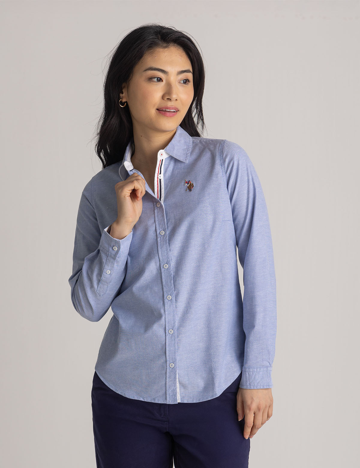 Men's Stretch Oxford Shirt - Classic Fit with Button Cuffs | Solid Long Sleeve