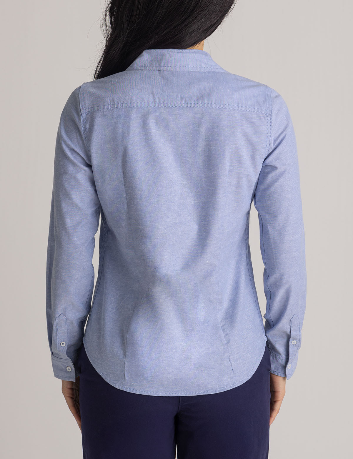 Men's Stretch Oxford Shirt - Classic Fit with Button Cuffs | Solid Long Sleeve