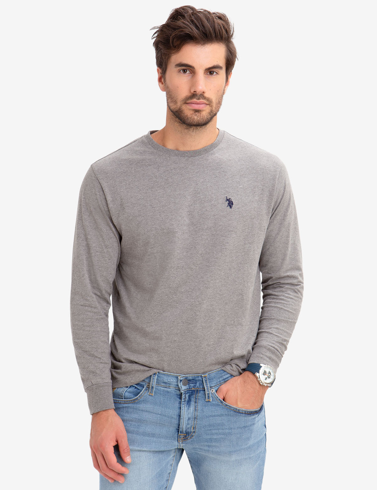 Men's Long Sleeve Solid T-Shirt | Comfort Fit Cotton Tee
