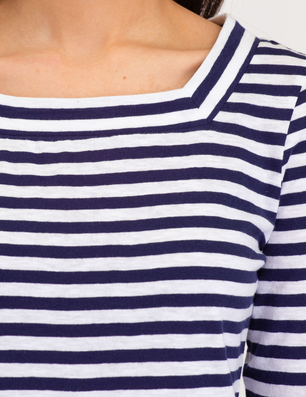 Long Sleeve Square Neck Striped Shirt | USPA