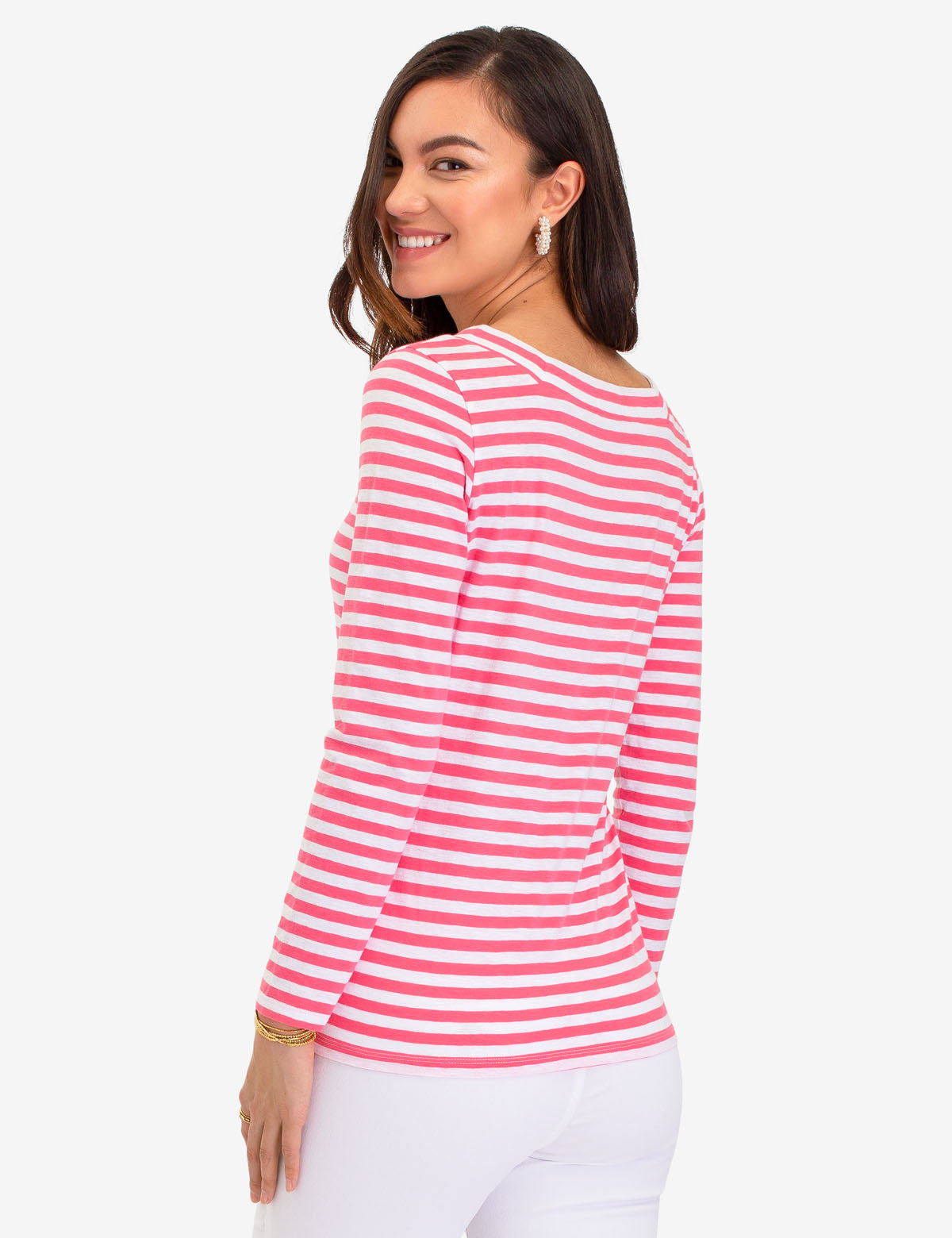 Long Sleeve Square Neck Striped Shirt | USPA