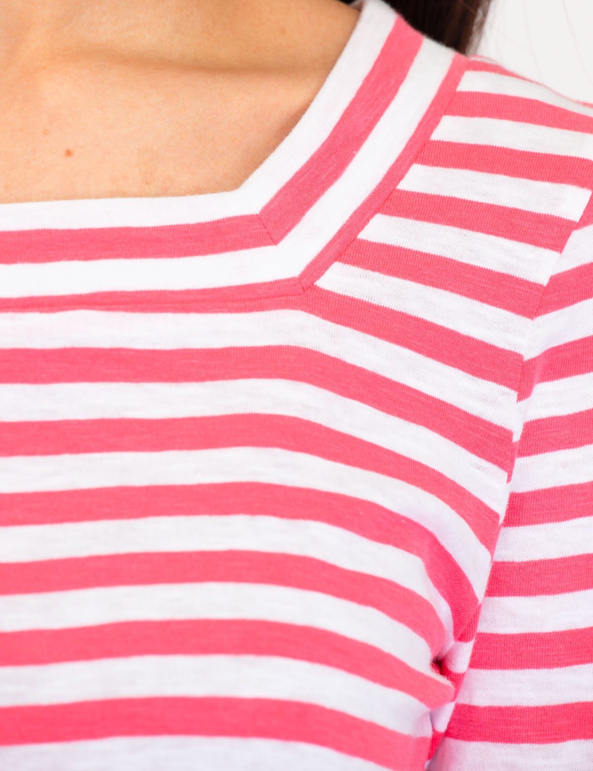 Long Sleeve Square Neck Striped Shirt | USPA