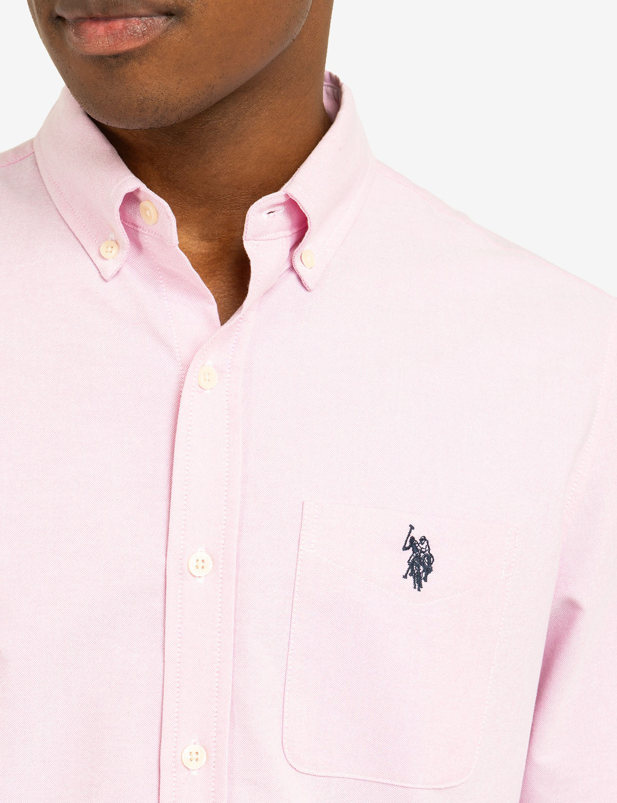 Stretch Oxford Shirt with Long Sleeves & Front Pocket | Classic Fit