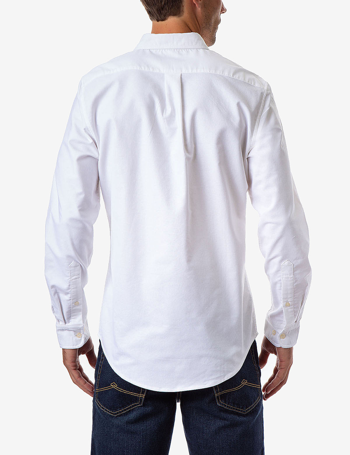 Stretch Oxford Shirt with Long Sleeves & Front Pocket | Classic Fit