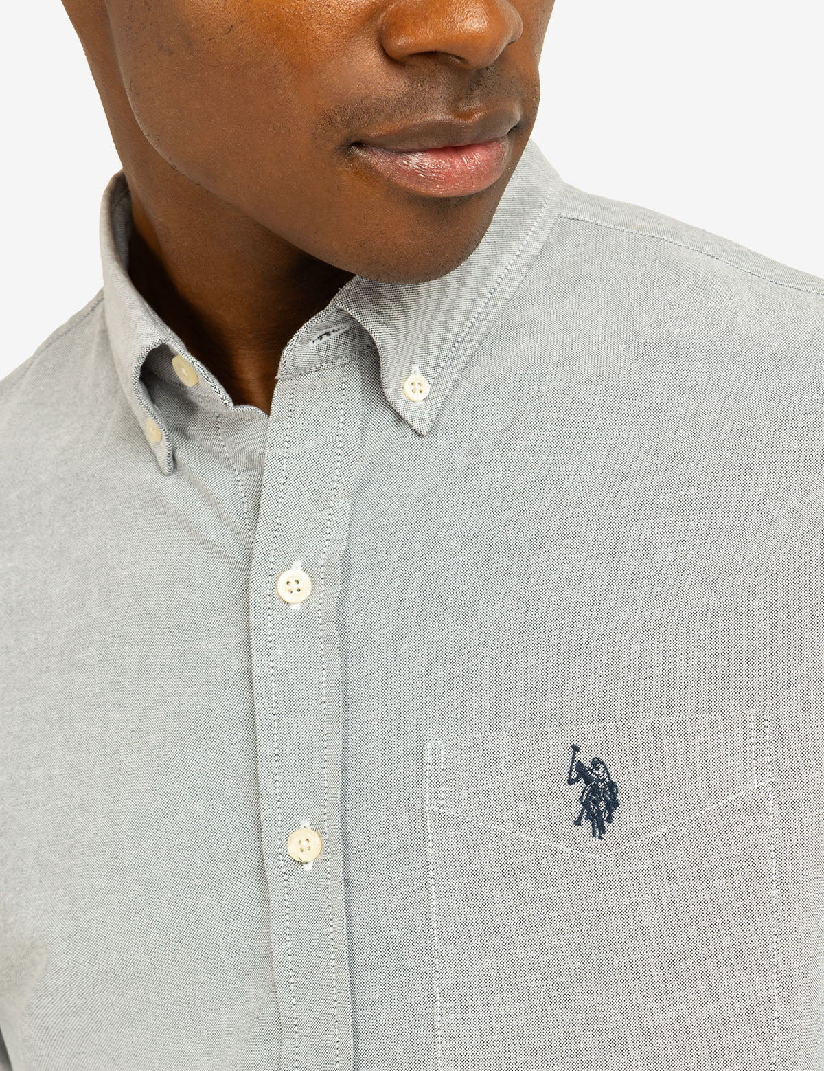 Stretch Oxford Shirt with Long Sleeves & Front Pocket | Classic Fit