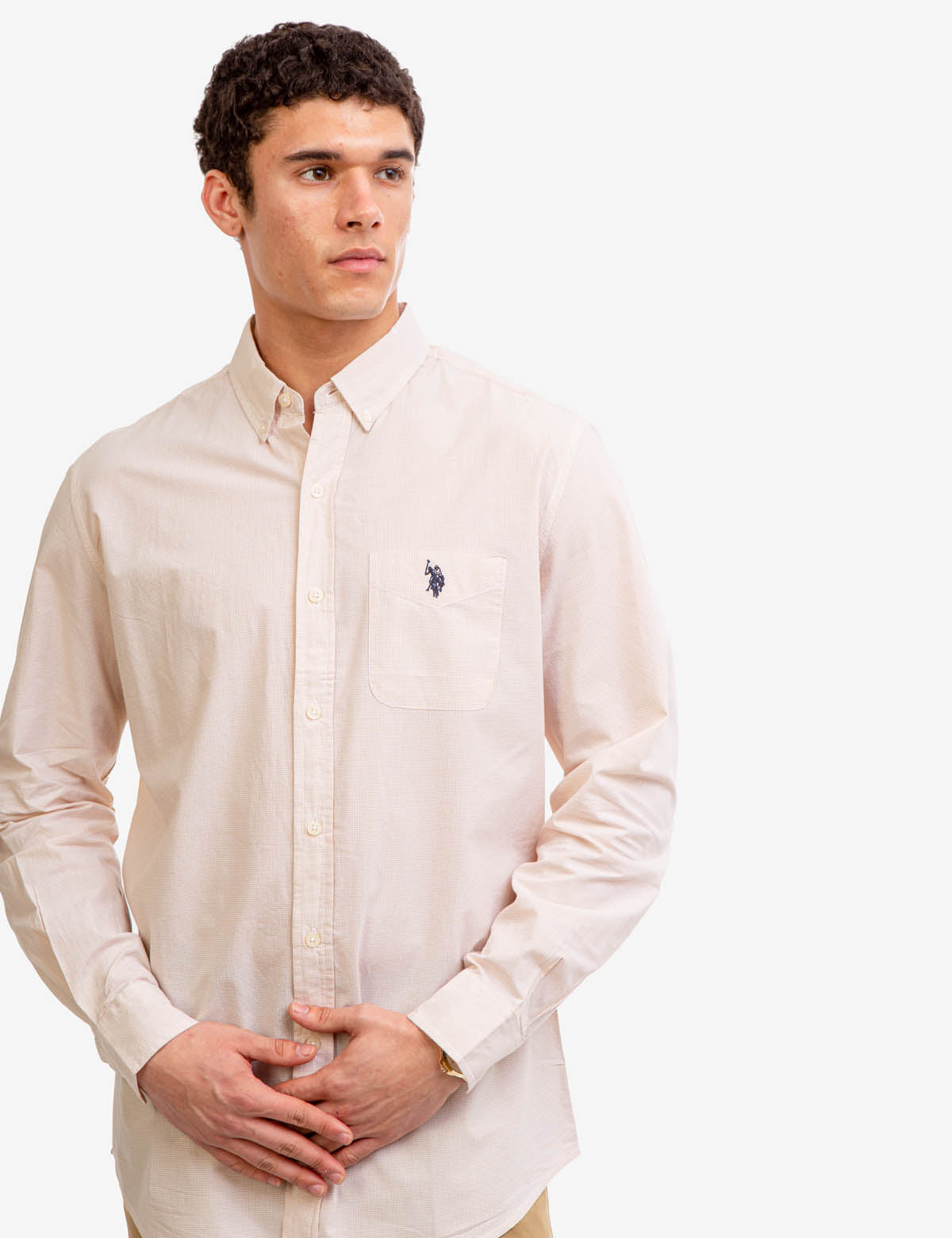 Long Sleeve Stretch Cotton Shirt with Classic Fit | USPA