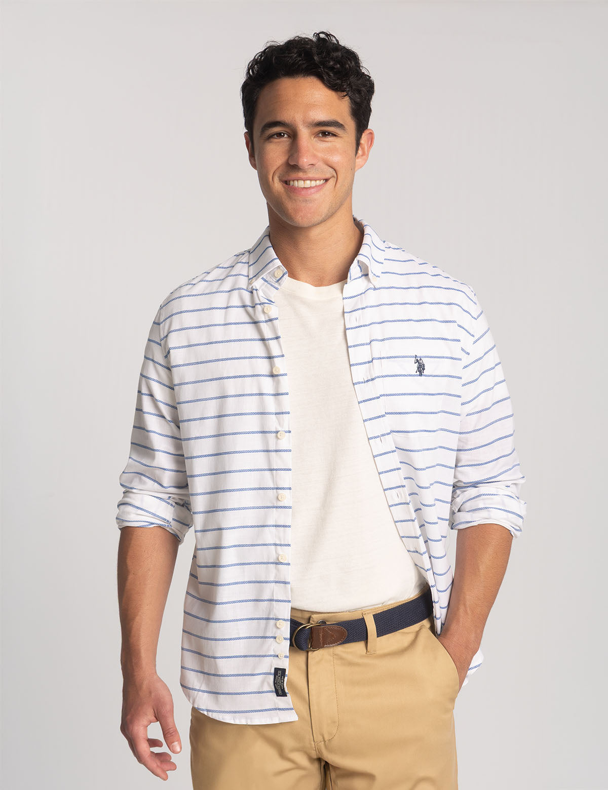 Stretch Slub Poplin Shirt - Long Sleeve Comfort Fit | Casual Wear