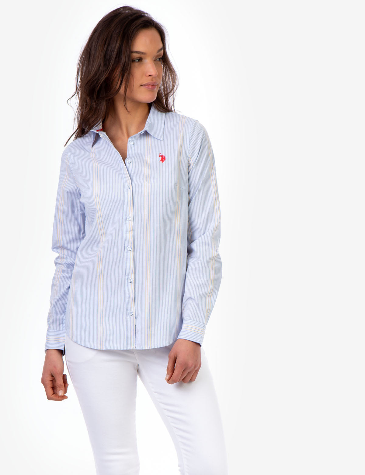 Long Sleeve Striped Button-Up Shirt with Roll-Up Cuffs | Casual Wear
