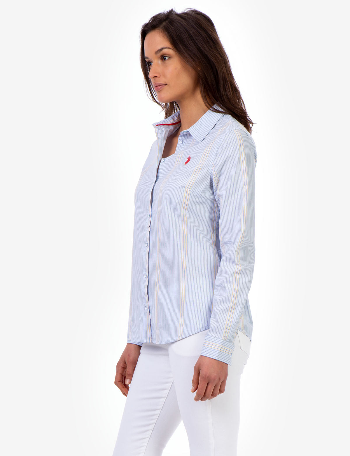 Long Sleeve Striped Button-Up Shirt with Roll-Up Cuffs | Casual Wear