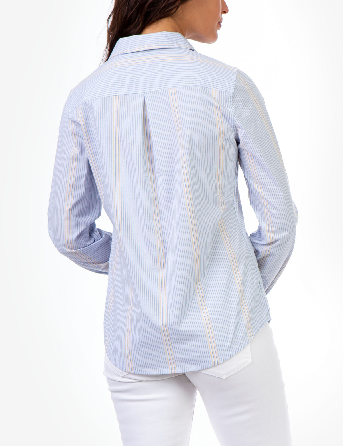 Long Sleeve Striped Button-Up Shirt with Roll-Up Cuffs | Casual Wear