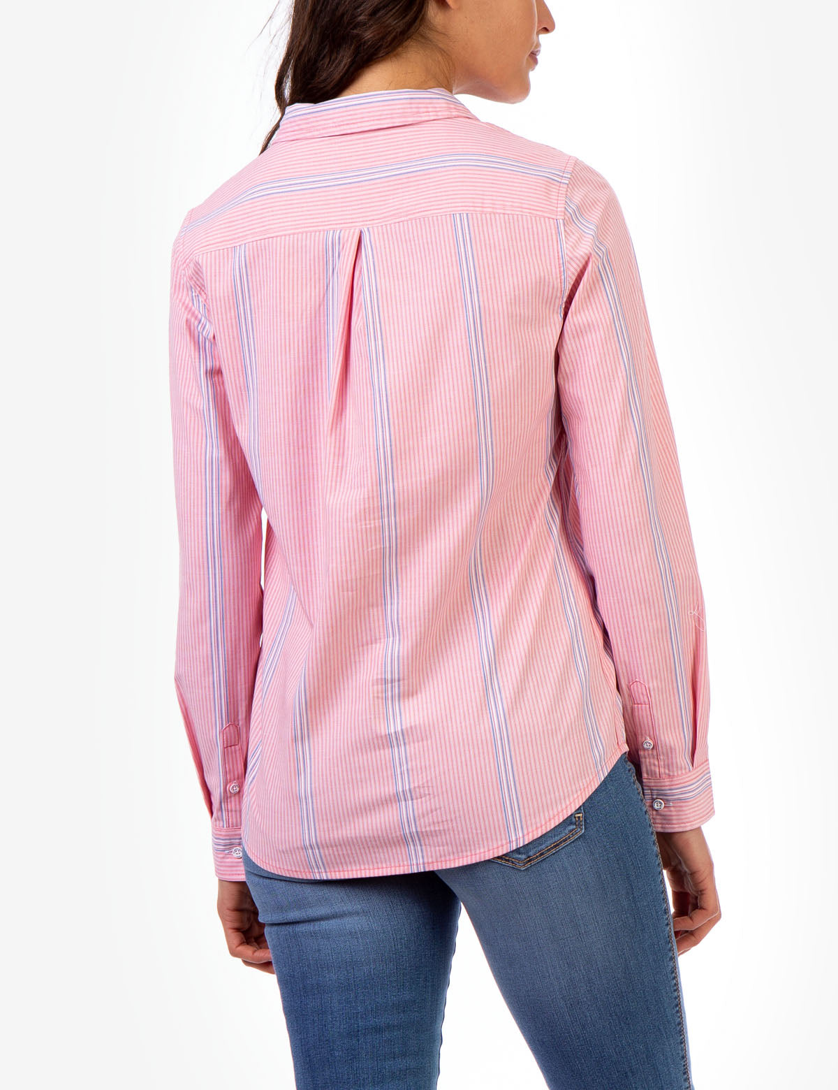 Long Sleeve Striped Button-Up Shirt with Roll-Up Cuffs | Casual Wear