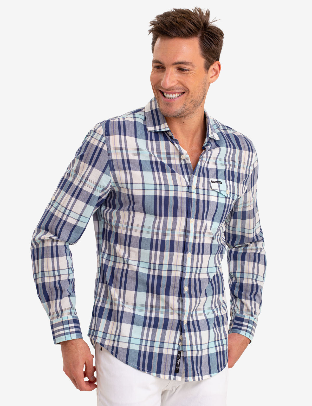 Madras Plaid Long Sleeve Shirt for Men | 100% Cotton Classic Fit