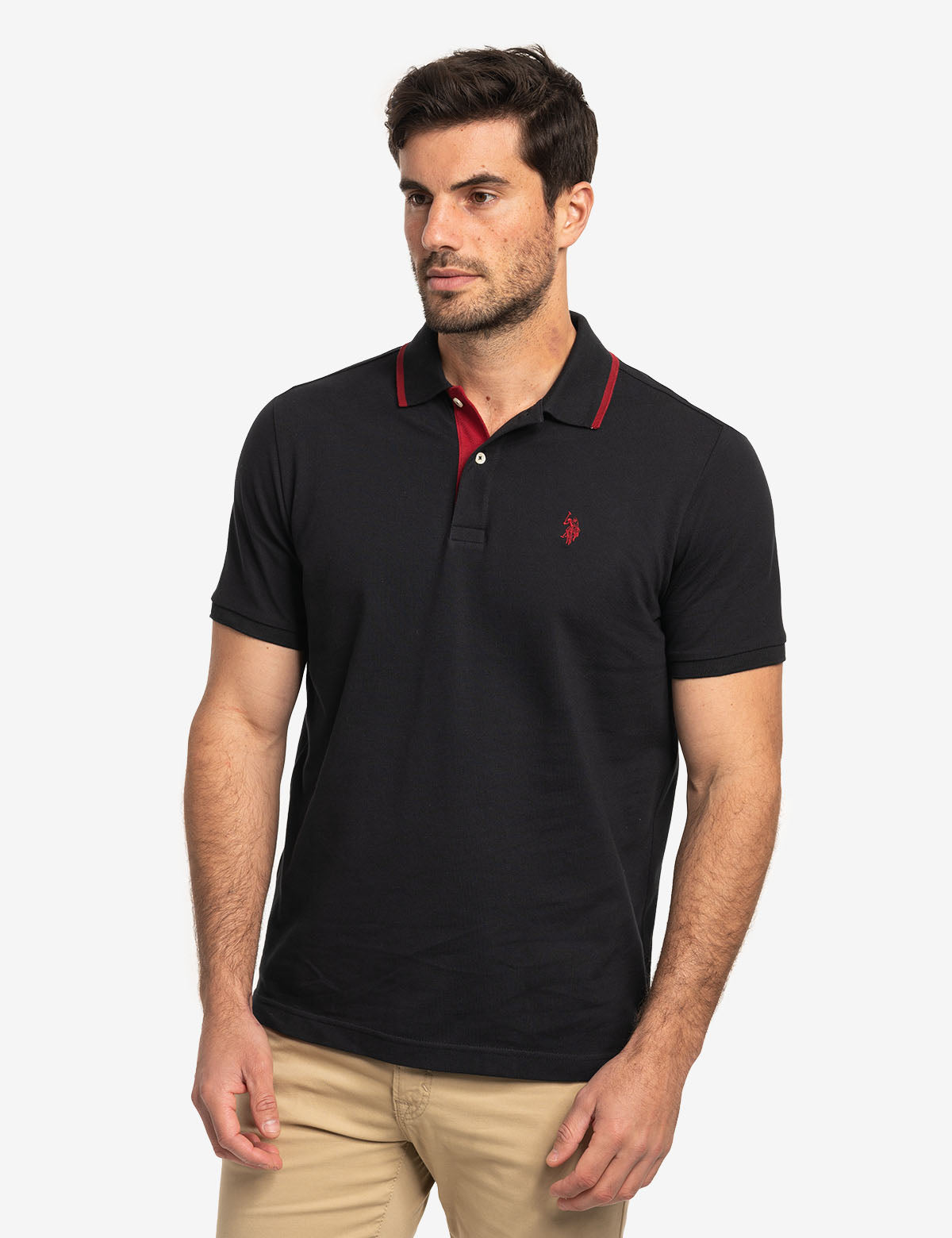 Slim Fit Stretch Polo Shirt for Men | Solid Pique with Embroidered Logo