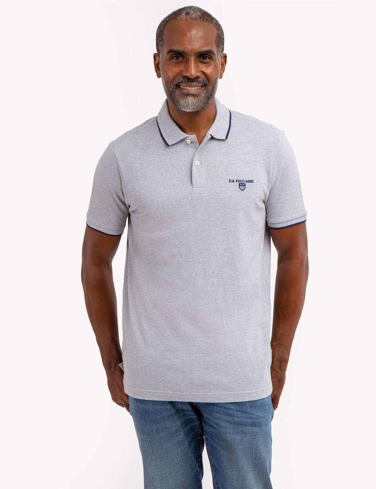 Marled Cotton Polo Shirt with Embroidered Crest | U.S. Polo Assn.