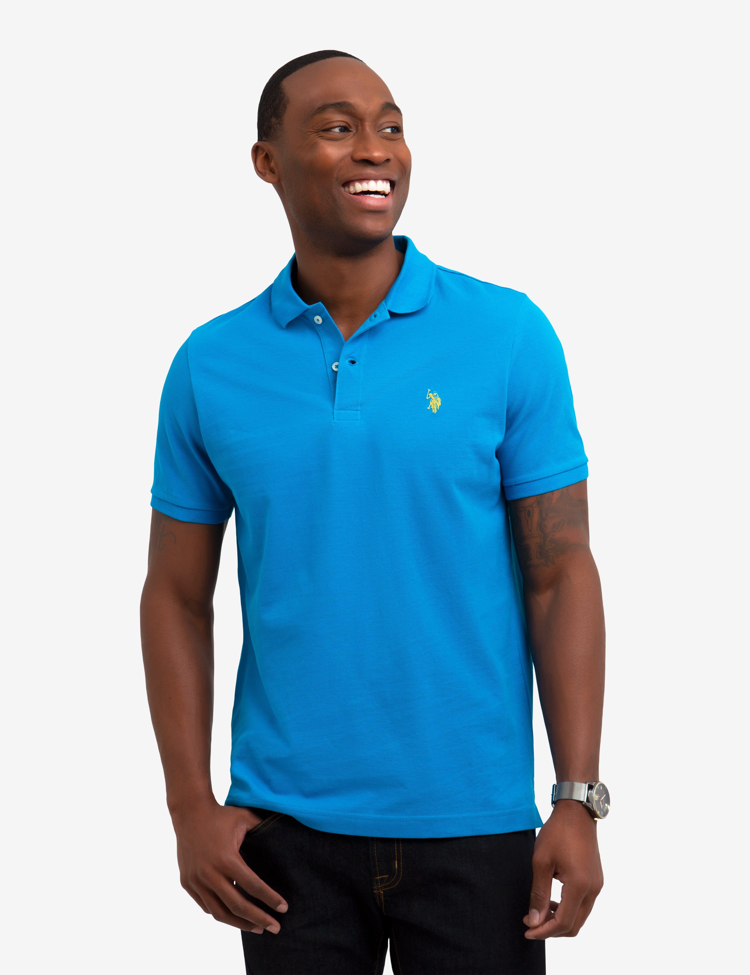 Men's Solid Pique Polo Shirt with Small Logo | Casual Wear