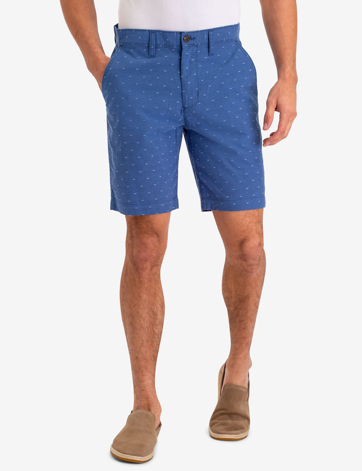Swiss Dot Print Cotton Shorts with Button Pockets | Mason