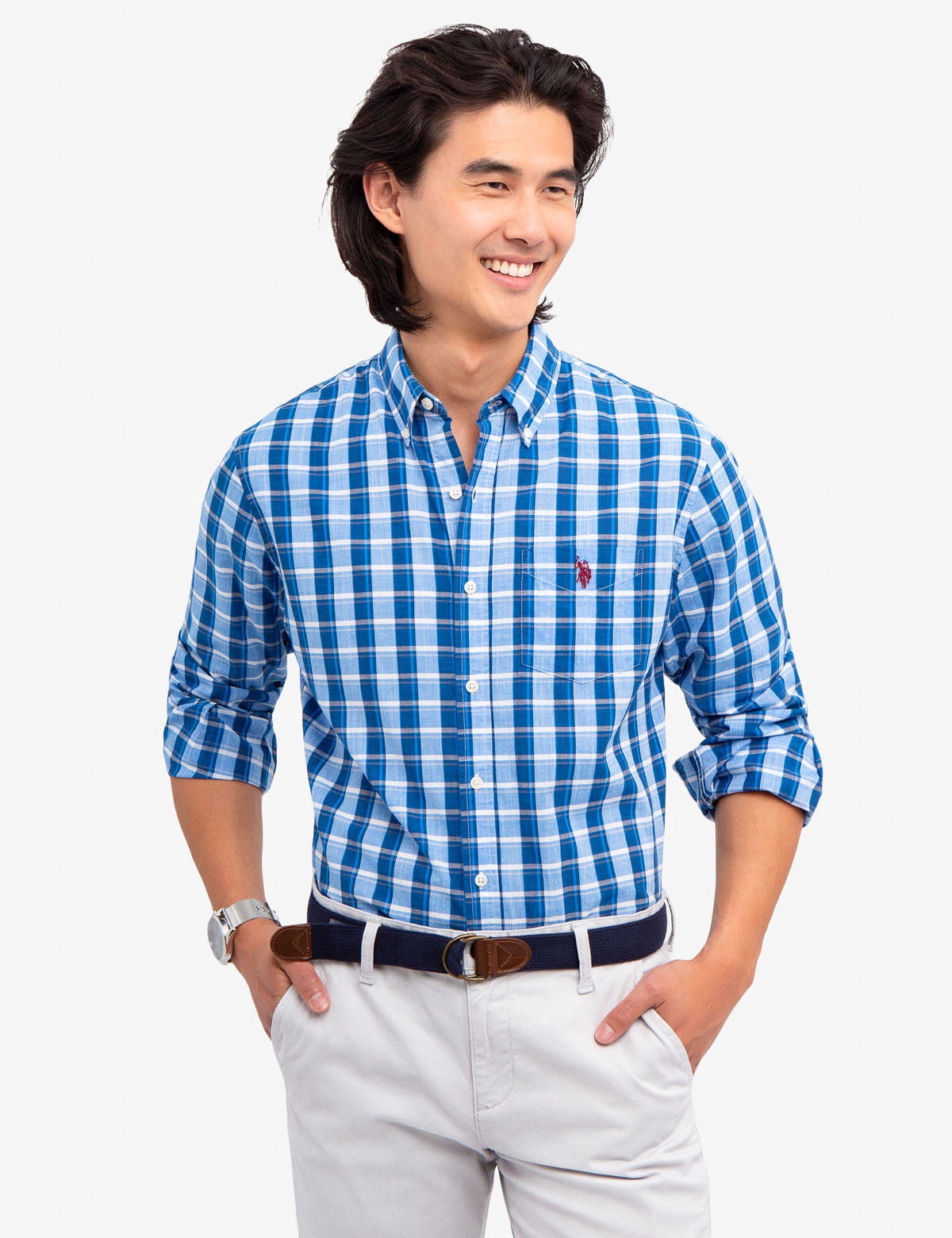 Plaid Poplin Shirt with Button Front & Pocket | Casual Wear