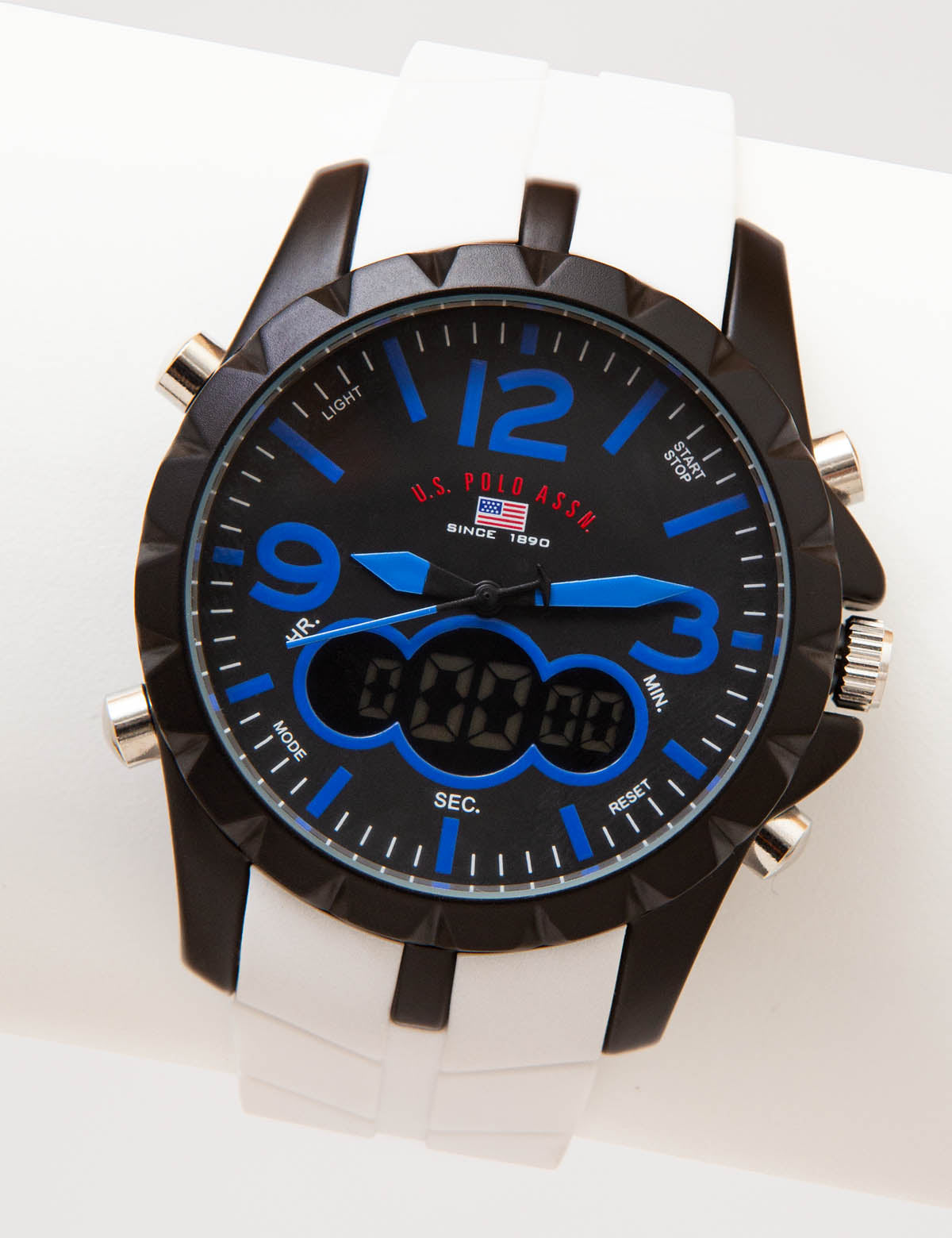 Men's Analog-Digital Sports Watch with Black Case & White Strap | U.S. Polo Assn.