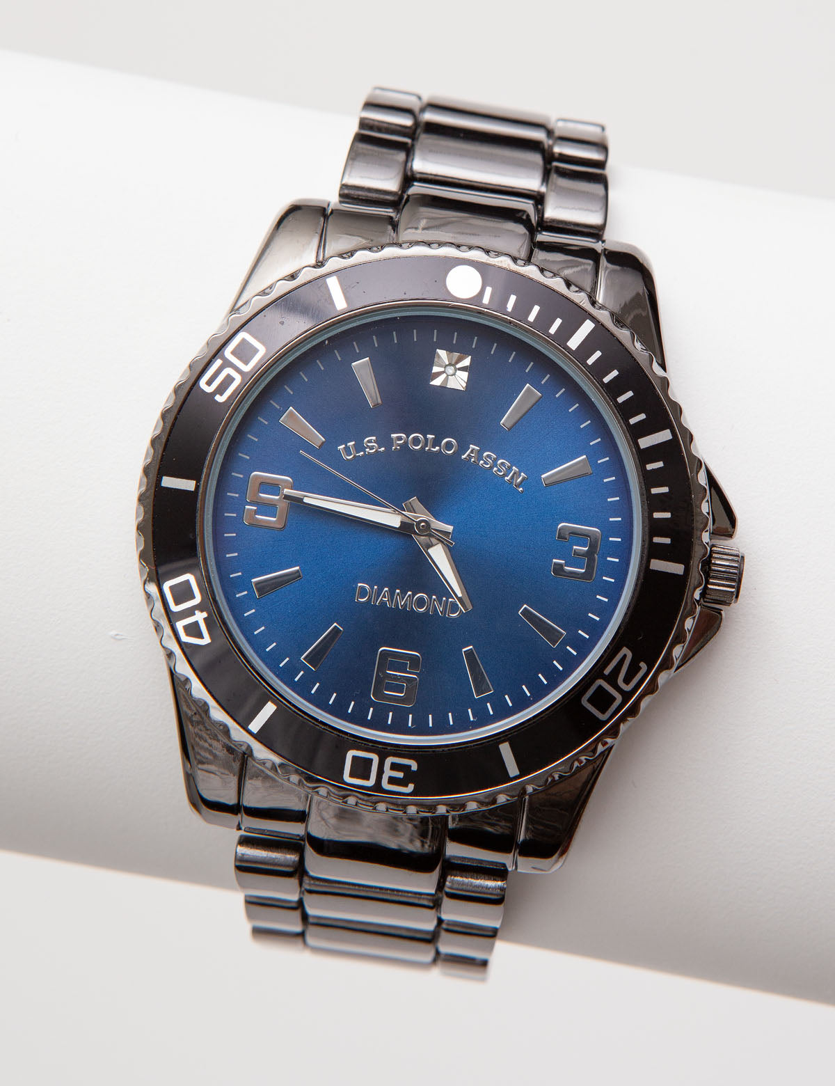 Men's Black Plated Bracelet Watch with Blue Dial | U.S. Polo Assn.