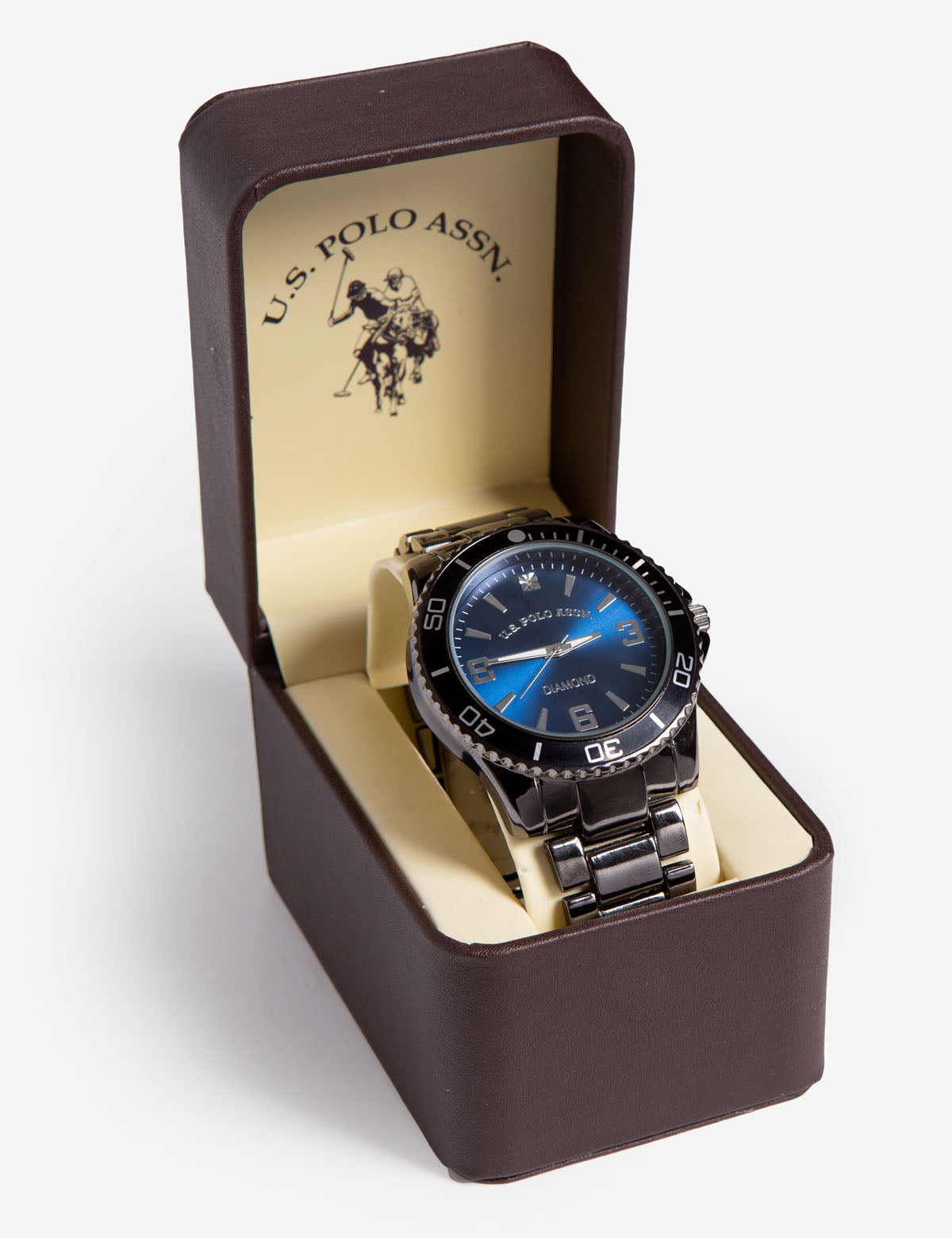 Men's Black Plated Bracelet Watch with Blue Dial | U.S. Polo Assn.
