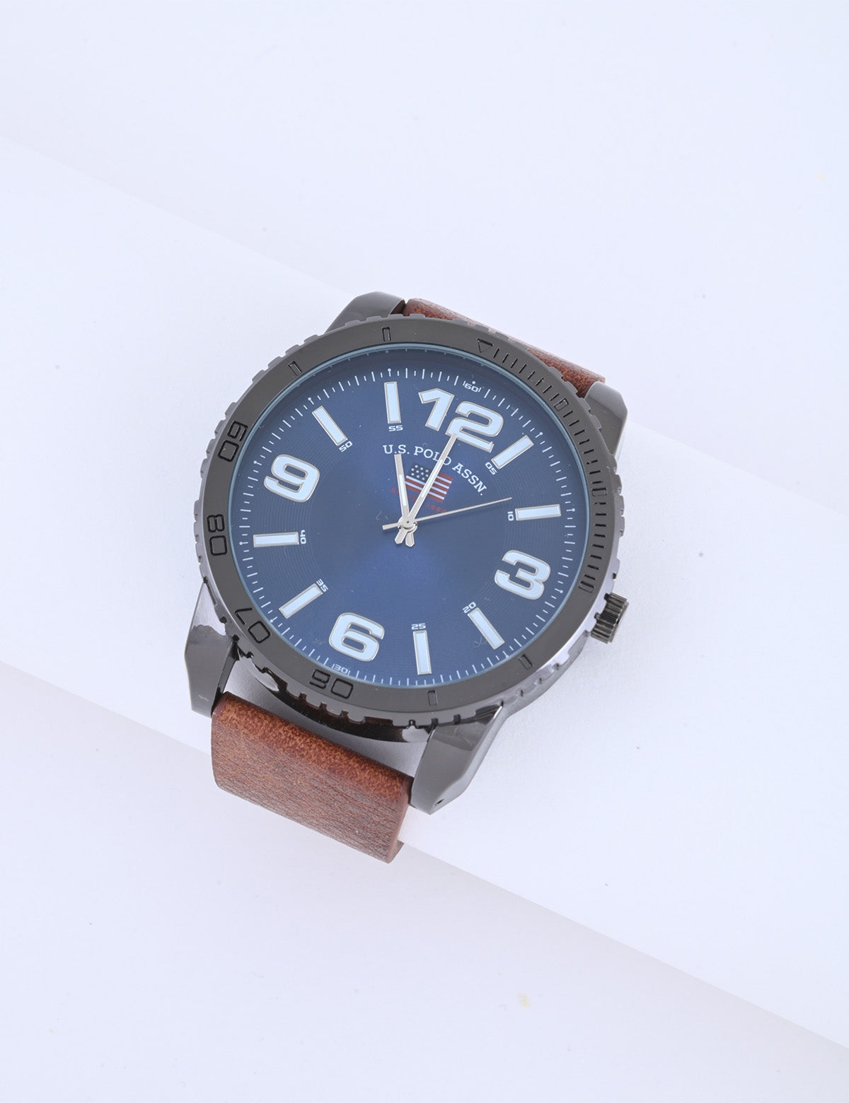 Blue Face Brown Strap Analog Watch for Men | Classic Timepiece