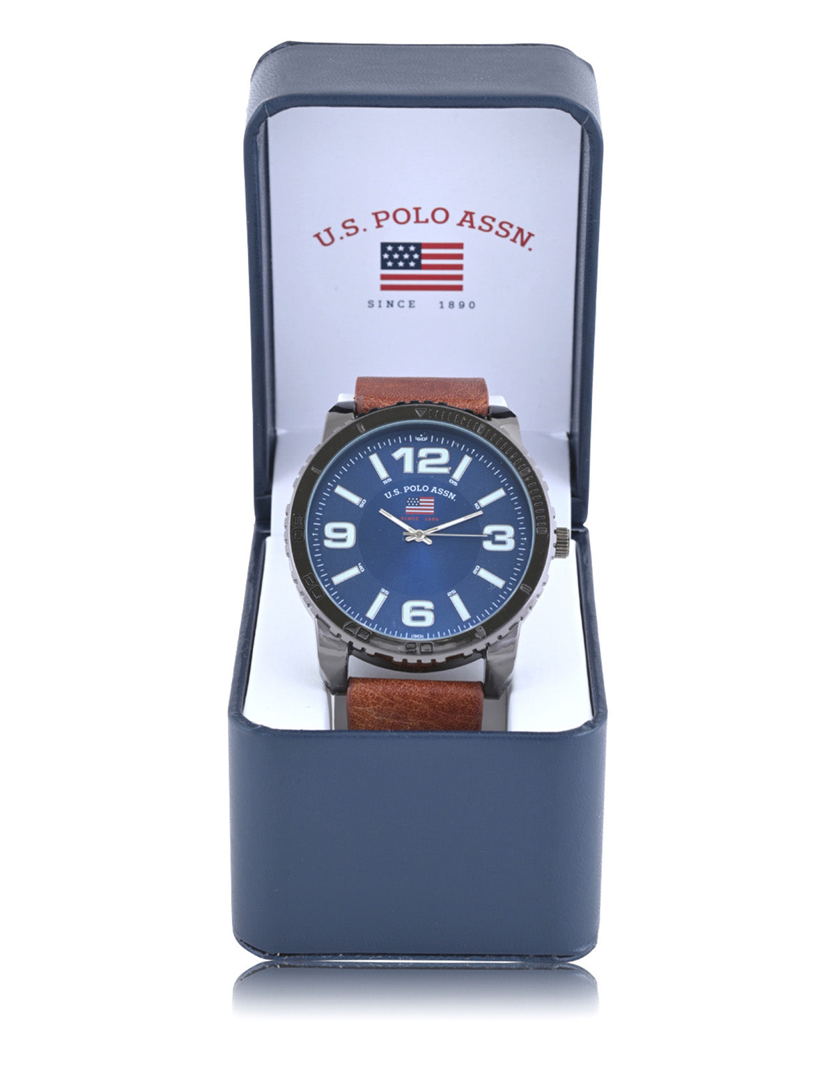 Blue Face Brown Strap Analog Watch for Men | Classic Timepiece