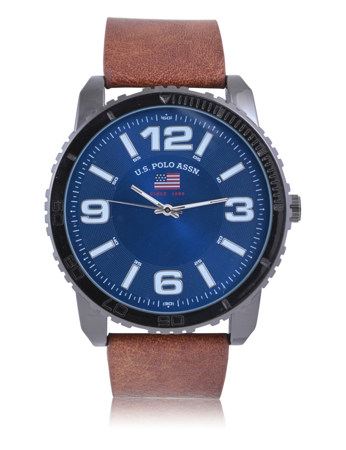 Blue Face Brown Strap Analog Watch for Men | Classic Timepiece