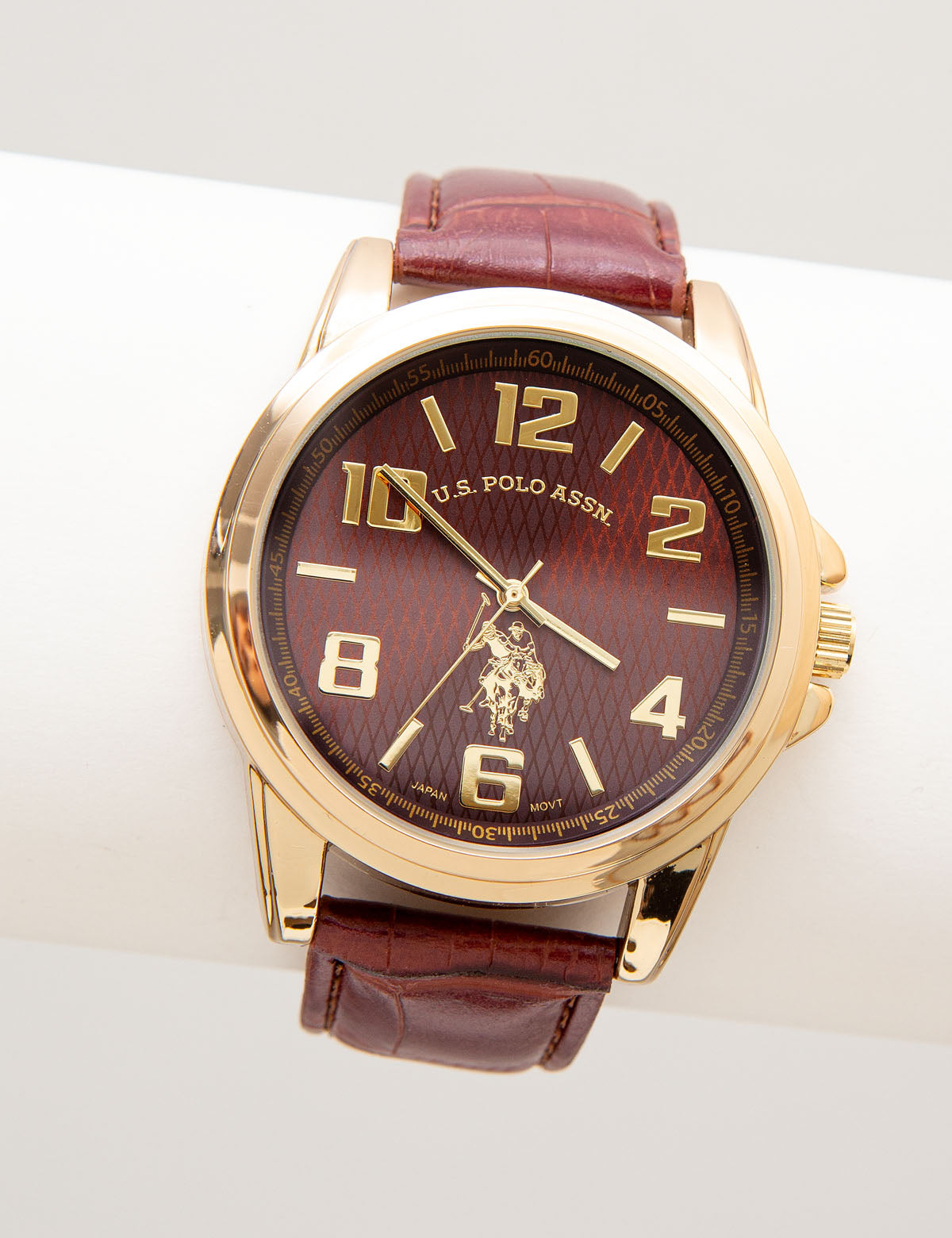 Men's Brown Crocodile Leather Strap Watch | Classic Style