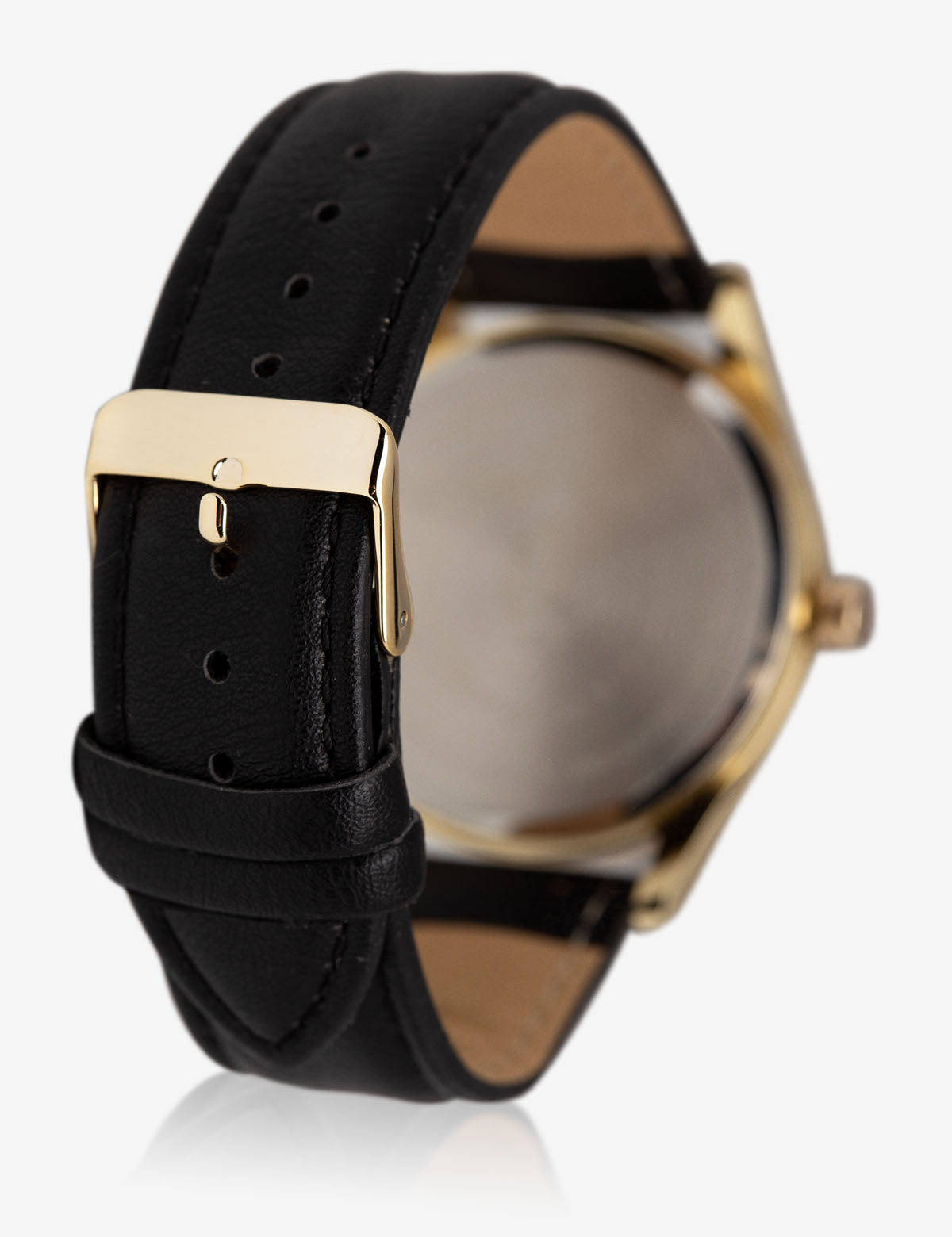 Men's Dark Brown Faux-Leather Watch with Gold Dial | USPA